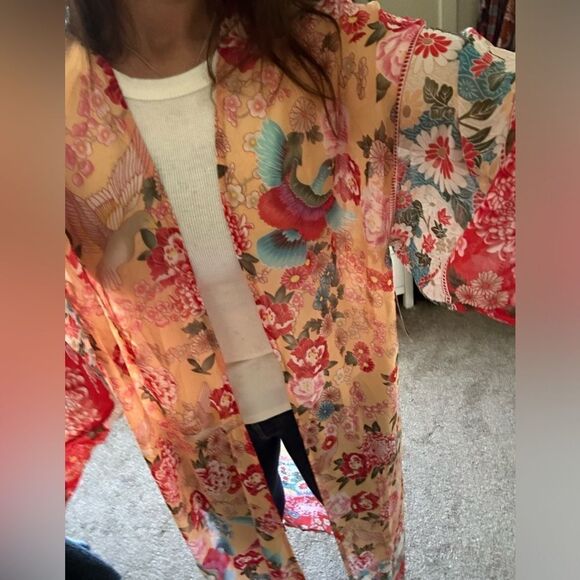 Bohemian Sheer Floral Kimono Robe - Picture 3 of 8